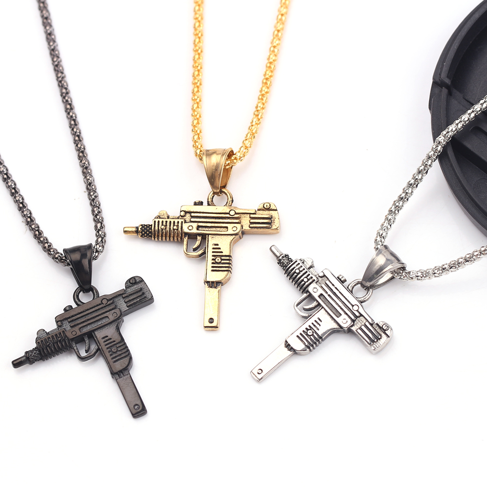 Men'S Fashion Necklaces - Colar Pingente de Arma de Fogo