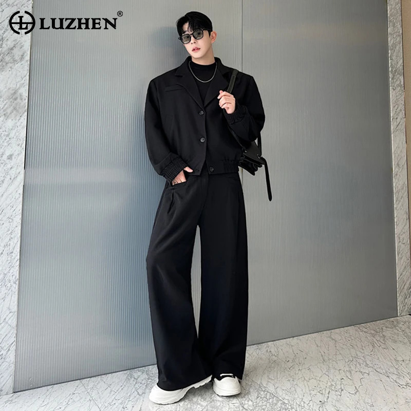 Men'S Fashion Loose Pants - Blazer LUZHEN de Primavera com Gola