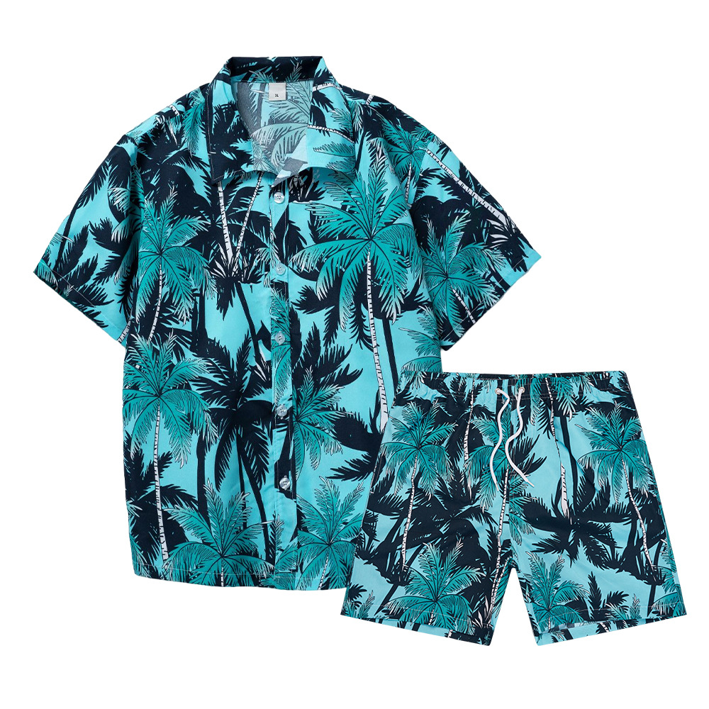 Mens Fashion Streetwear - Conjunto de Camisa Masculina com Estampa