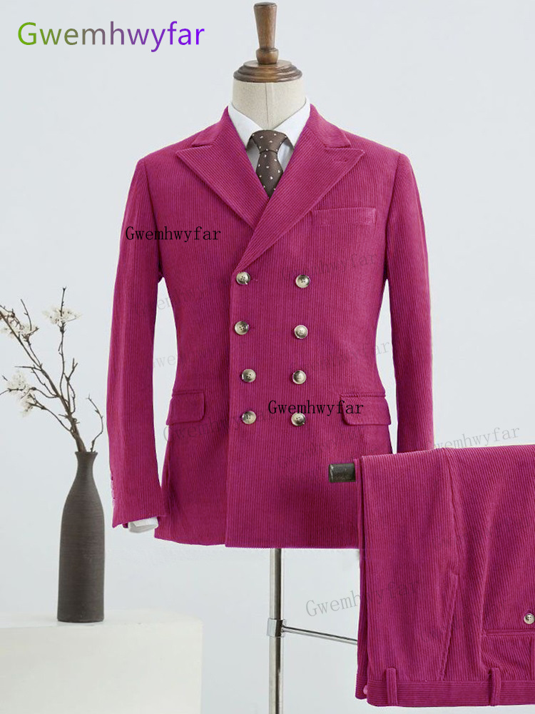 Corduroy Jacket Men - Gwenhwyfar inverno rosado veludo masculino usar