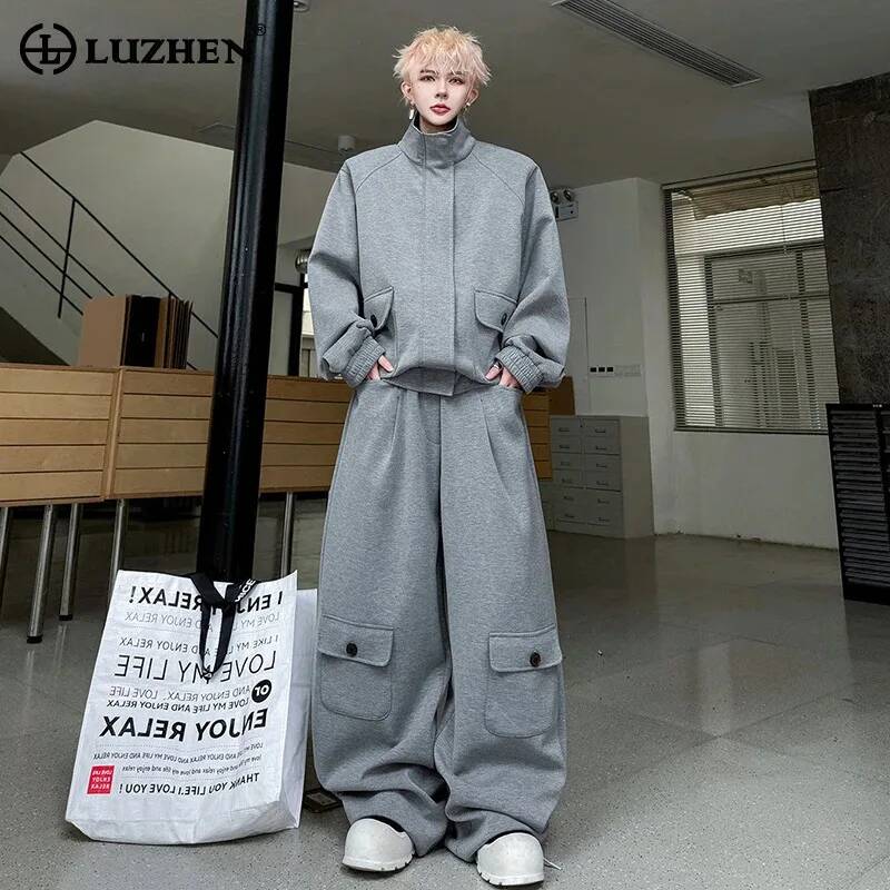 Men'S Fashion Loose Pants - LUZHEN Cardigã Colorido 2026 de Couro