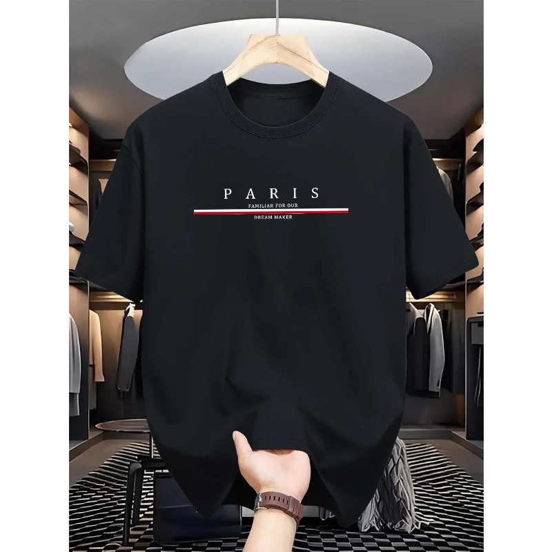 Paris Fashion Men - Camiseta masculina 100% algodão puro, casual