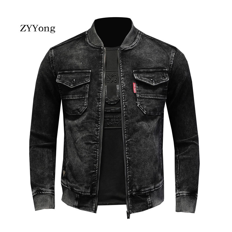 Corduroy Jacket Men - Jaqueta preta de veludo masculino, gola