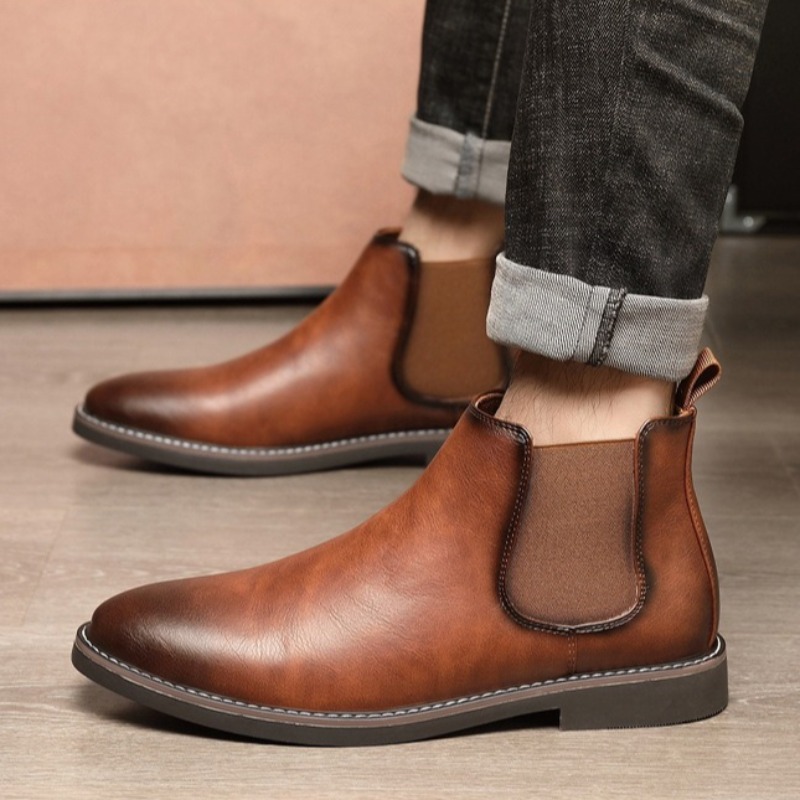 Chelsea Boots Men - Bota de couro casual de negócios