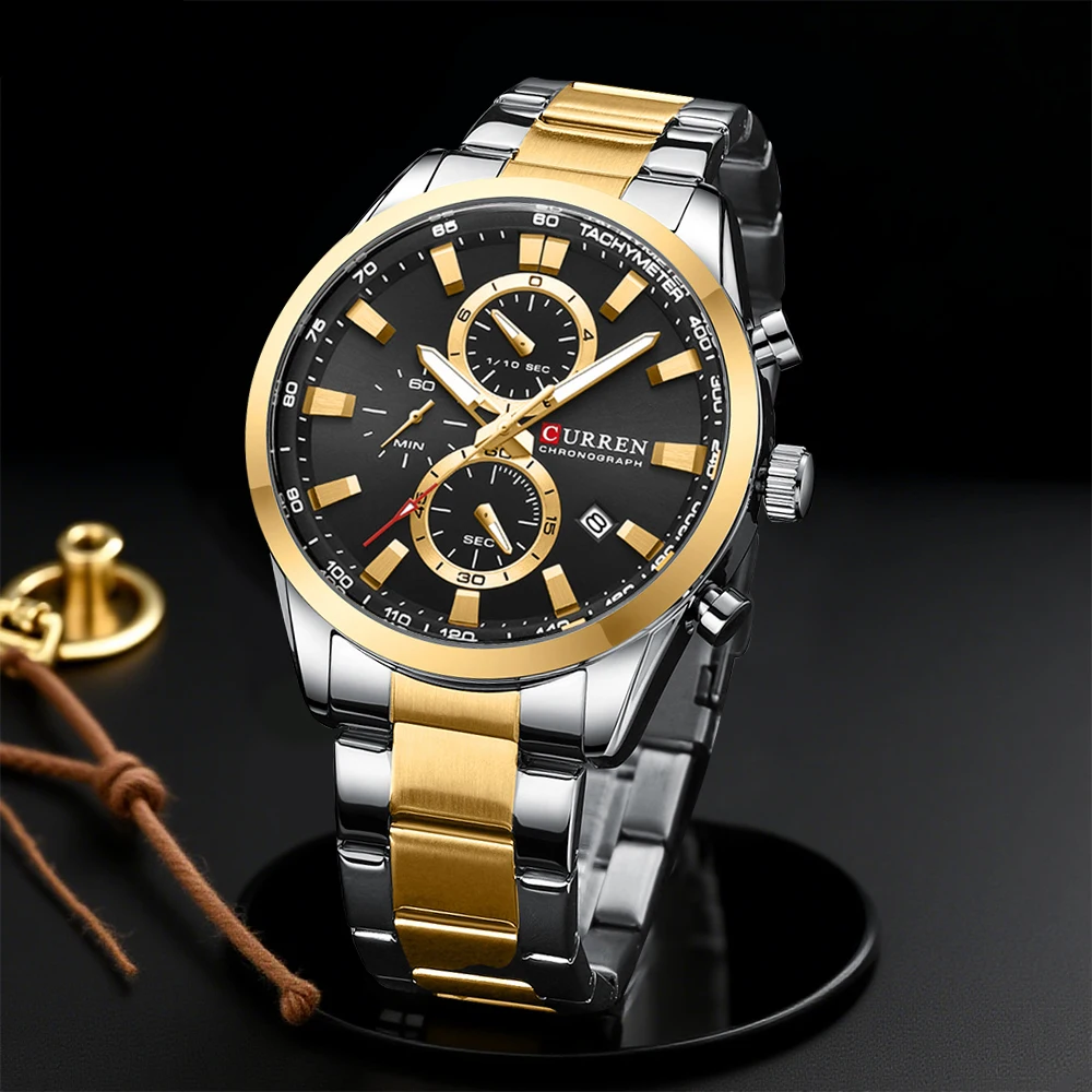 Fashion Mens Watches - CURREN Casual Quartz Chrono Sport Relógios