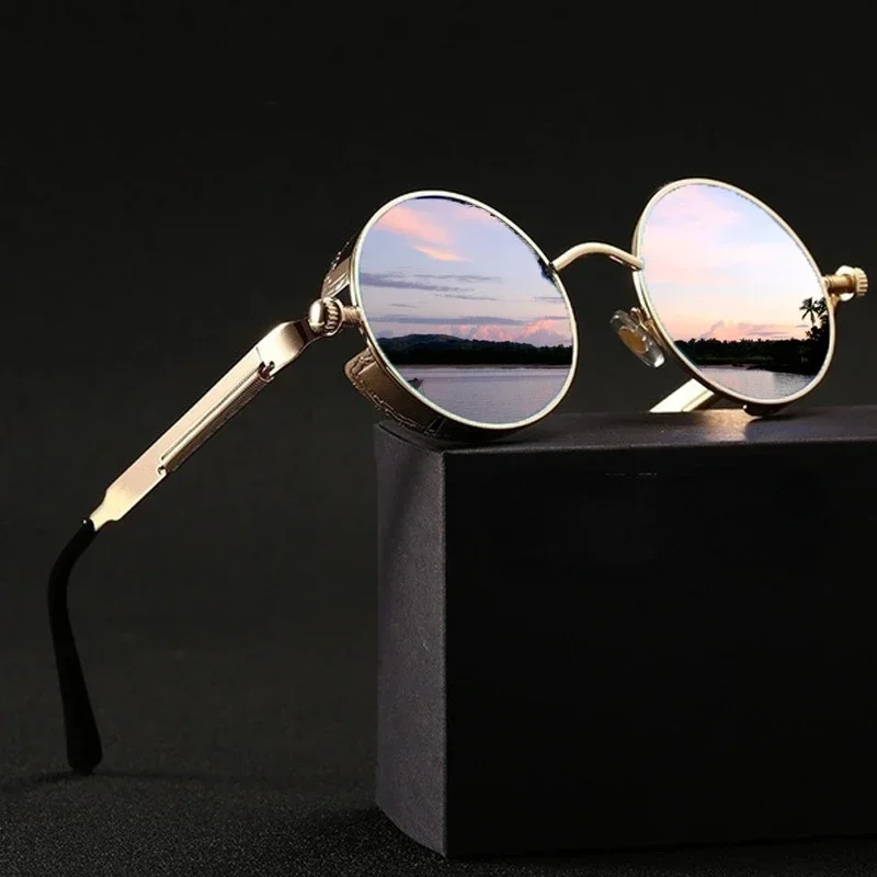 Men'S Fashion Round Glasses - Óculos de sol clássicos steampunk para