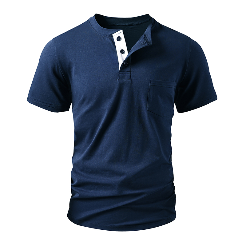 Mens Fashion Streetwear - Camiseta Henley Masculina Tamanho EU em