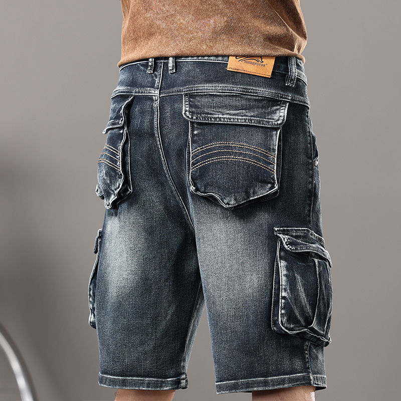 Mens Fashion Zip Up - Shorts jeans na altura do joelho