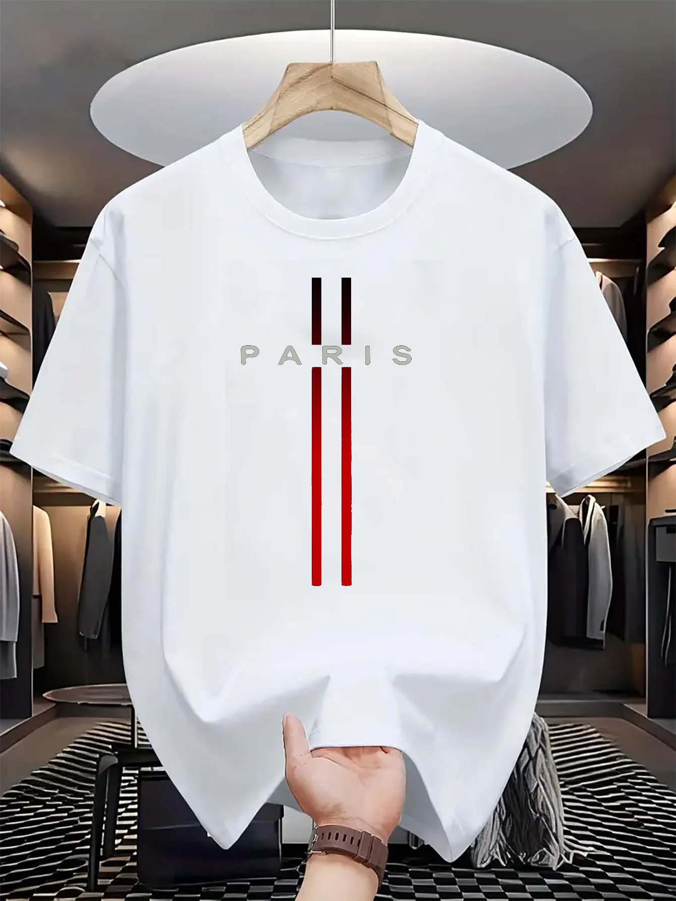 Paris Fashion Men - Camiseta masculina 100% algodão puro, casual