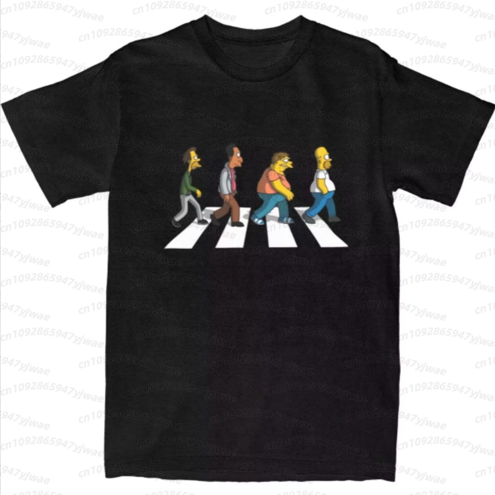 Mens Fashion Streetwear - Camiseta Masculina 2026 Simpsons Dad Sidewalk