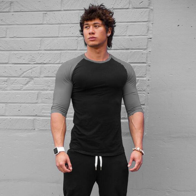 Muscle Tee Workout - Simples fitness três quartos manga camisa