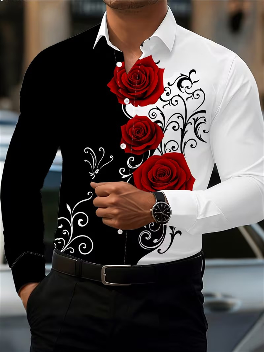 Men'S Fashion - Camisa Masculina de Manga Longa com