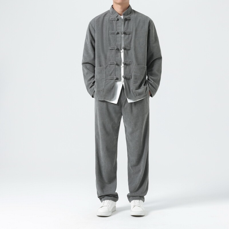 Corduroy Jacket Men - Conjuntos de veludo masculino tang terno