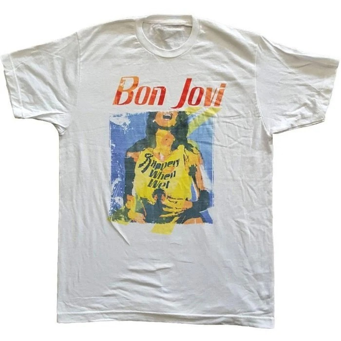 Men'S Fashion From The 80S - Camiseta Gráfica Bon Jovi Slippery When