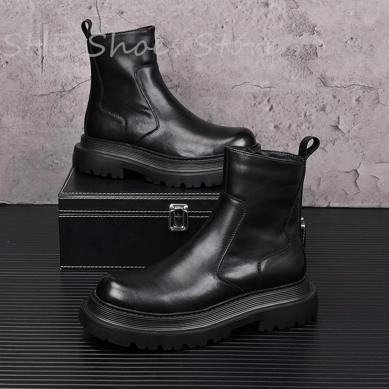Chelsea Boots Men - Botas chelsea de fundo robusto masculinas,