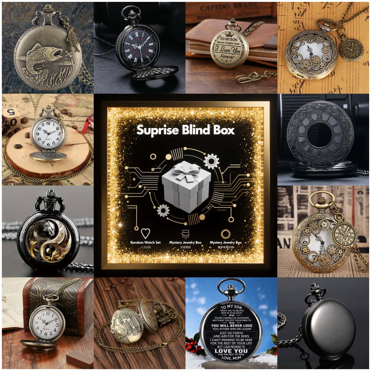 1pc surpresa mistério relógio  - Fashion Mens Watches avaliação e preço