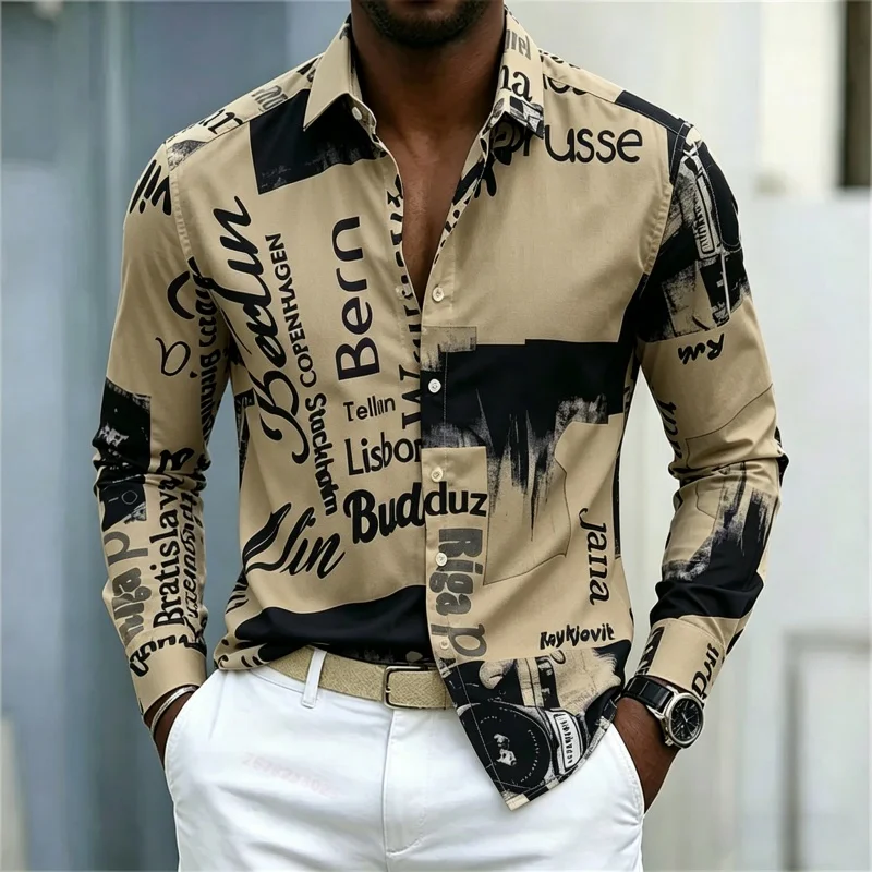 Camisa masculina estampada de  - Mens Fashion Summer avaliação e preço