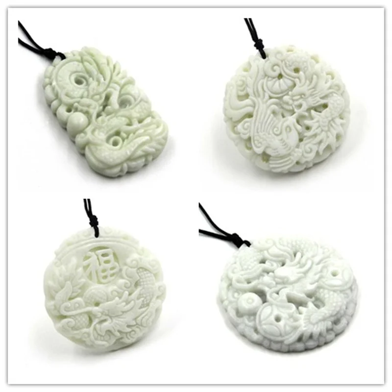 Dragão Jade branco natural e p - Men'S Fashion Necklaces avaliação e preço