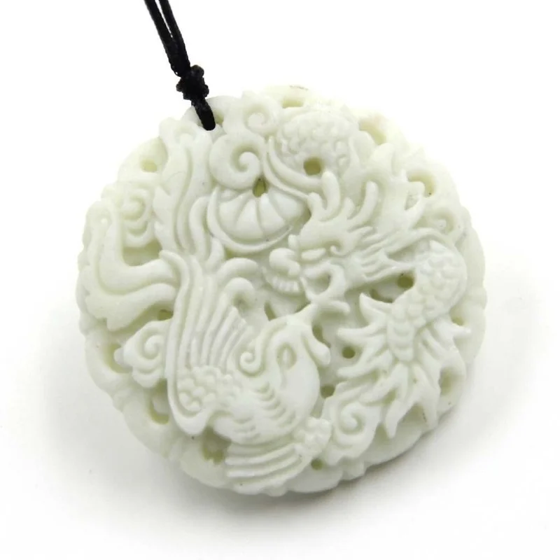Dragão Jade branco natural e p - Men'S Fashion Necklaces avaliação e preço