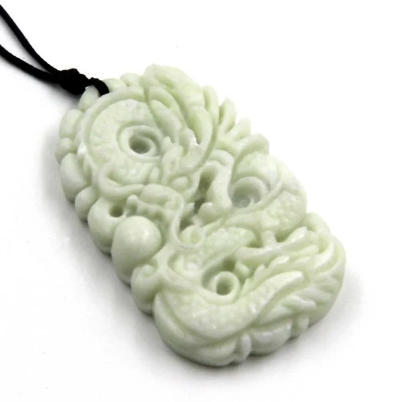 Dragão Jade branco natural e p - Men'S Fashion Necklaces avaliação e preço