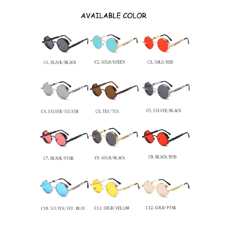 Óculos de Sol Steampunk de Met - Men'S Fashion Round Glasses avaliação e preço