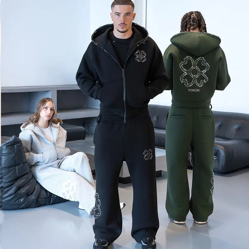 Conjunto de Moletom com Capuz  - Mens Fashion Zip Up avaliação e preço