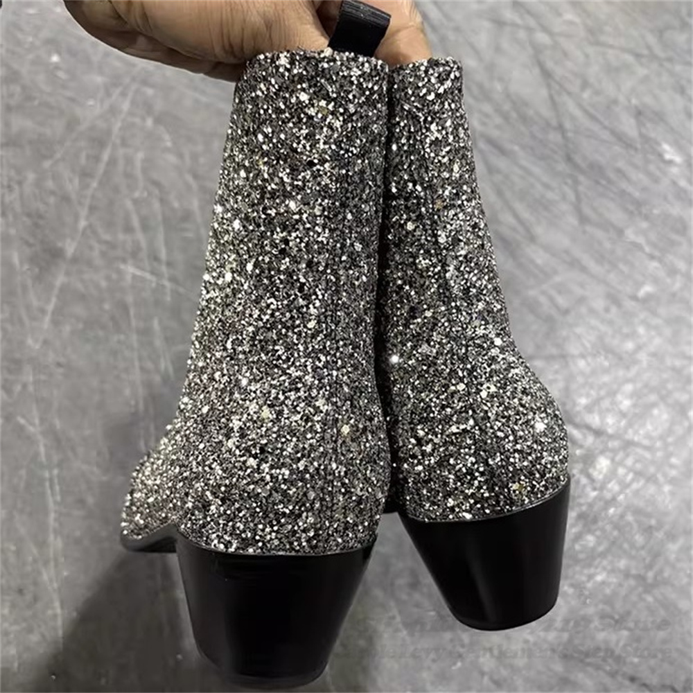 Bota Masculina Prata Brilhante - Chelsea Boots Men avaliação e preço