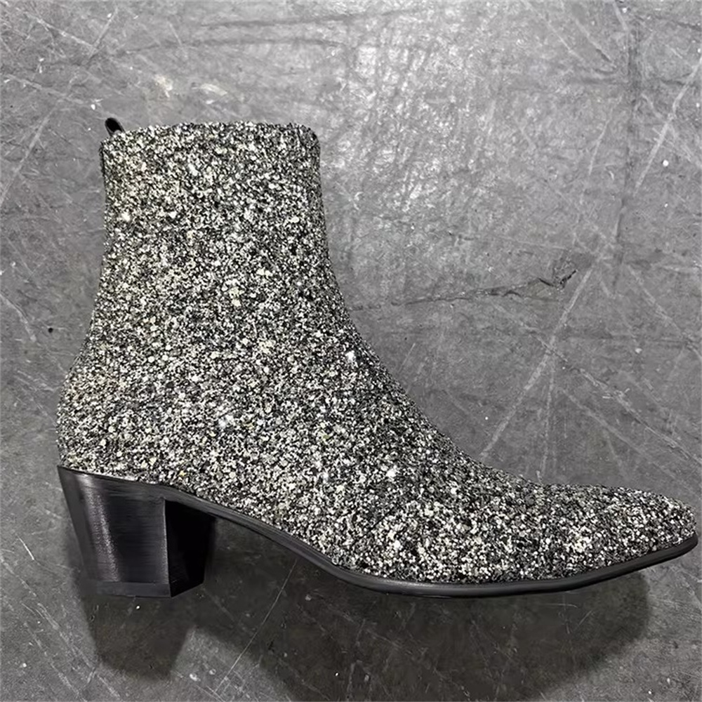 Bota Masculina Prata Brilhante - Chelsea Boots Men avaliação e preço