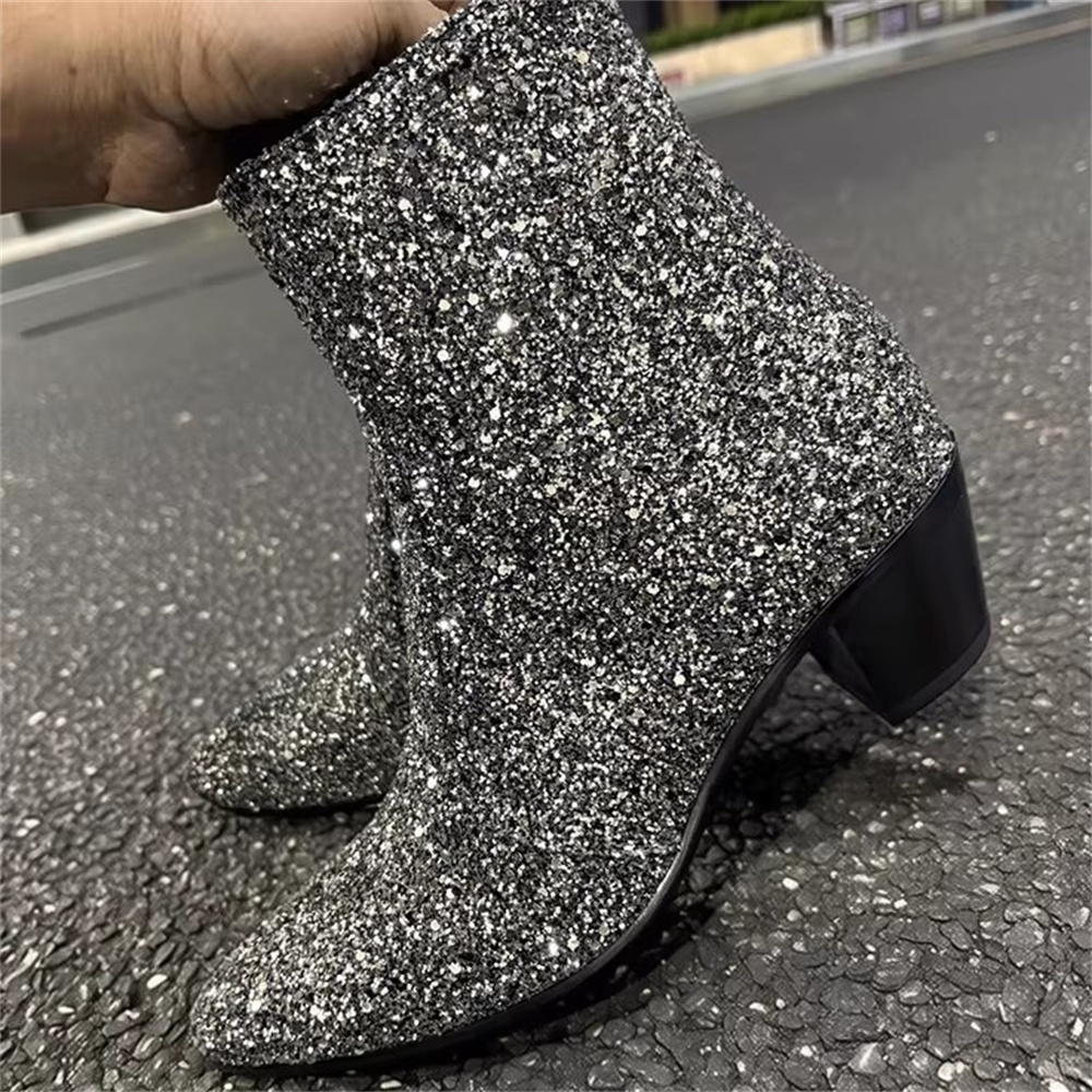 Bota Masculina Prata Brilhante - Chelsea Boots Men avaliação e preço