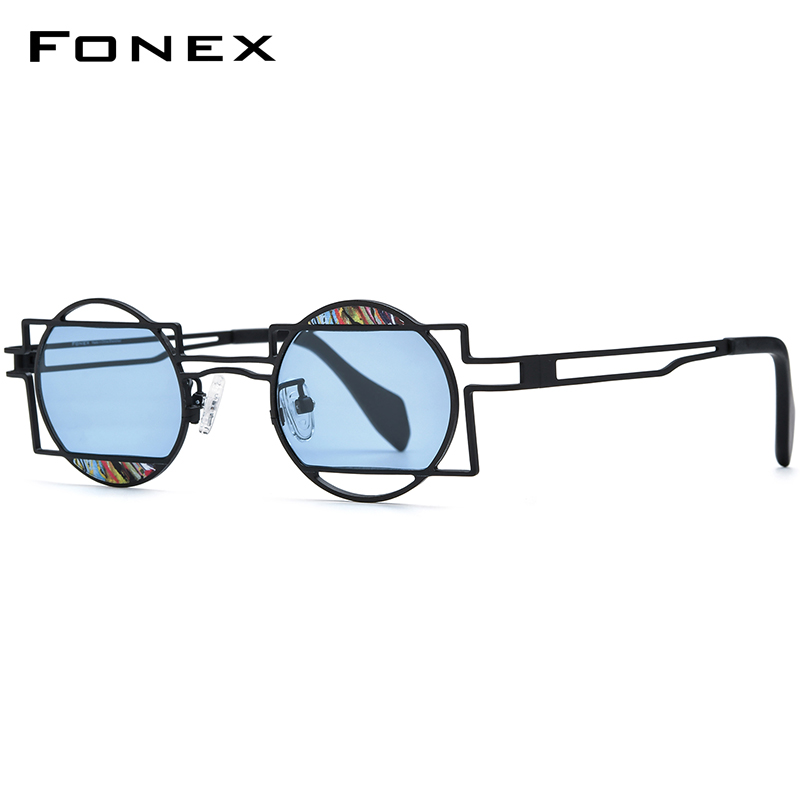Óculos de Sol FONEX de Titânio - Men'S Fashion Round Glasses avaliação e preço