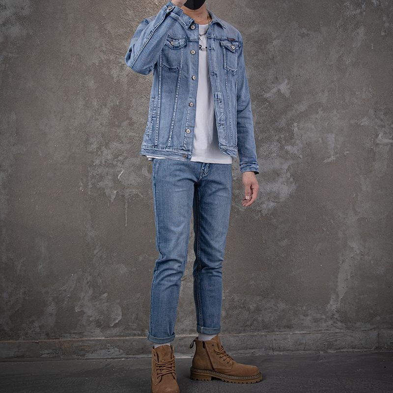 Conjunto de Jaqueta de Denim C - Men'S Fashion Loose Pants avaliação e preço