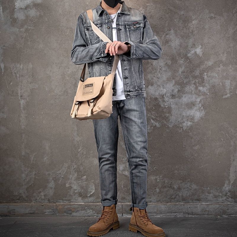 Conjunto de Jaqueta de Denim C - Men'S Fashion Loose Pants avaliação e preço