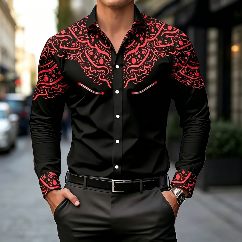 Camisa com Estampa em Preto e  - Mens Fashion Summer avaliação e preço