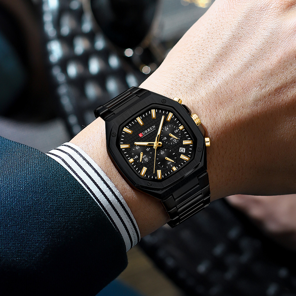 Curren relógio crono quadrado  - Fashion Mens Watches avaliação e preço