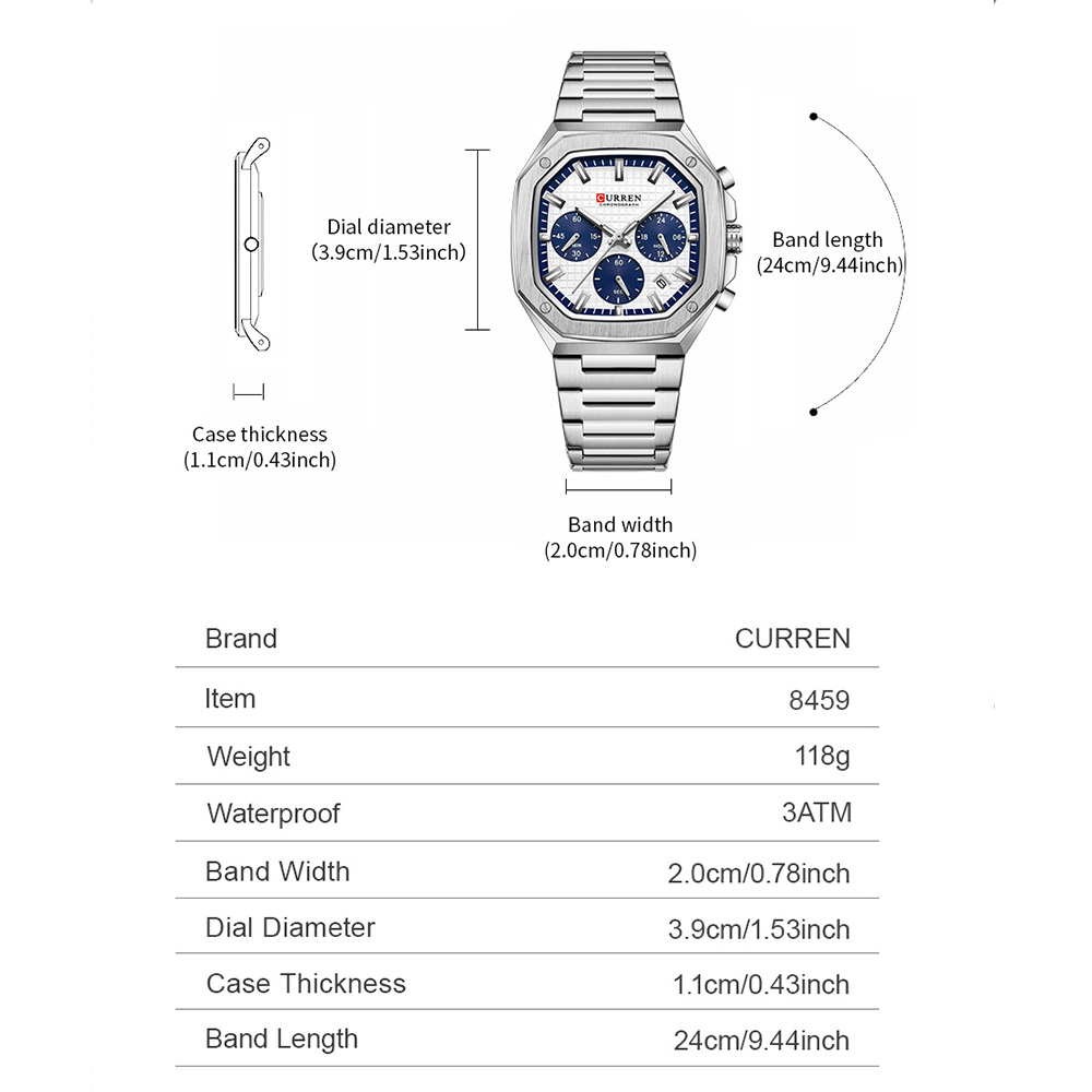 Curren relógio crono quadrado  - Fashion Mens Watches avaliação e preço