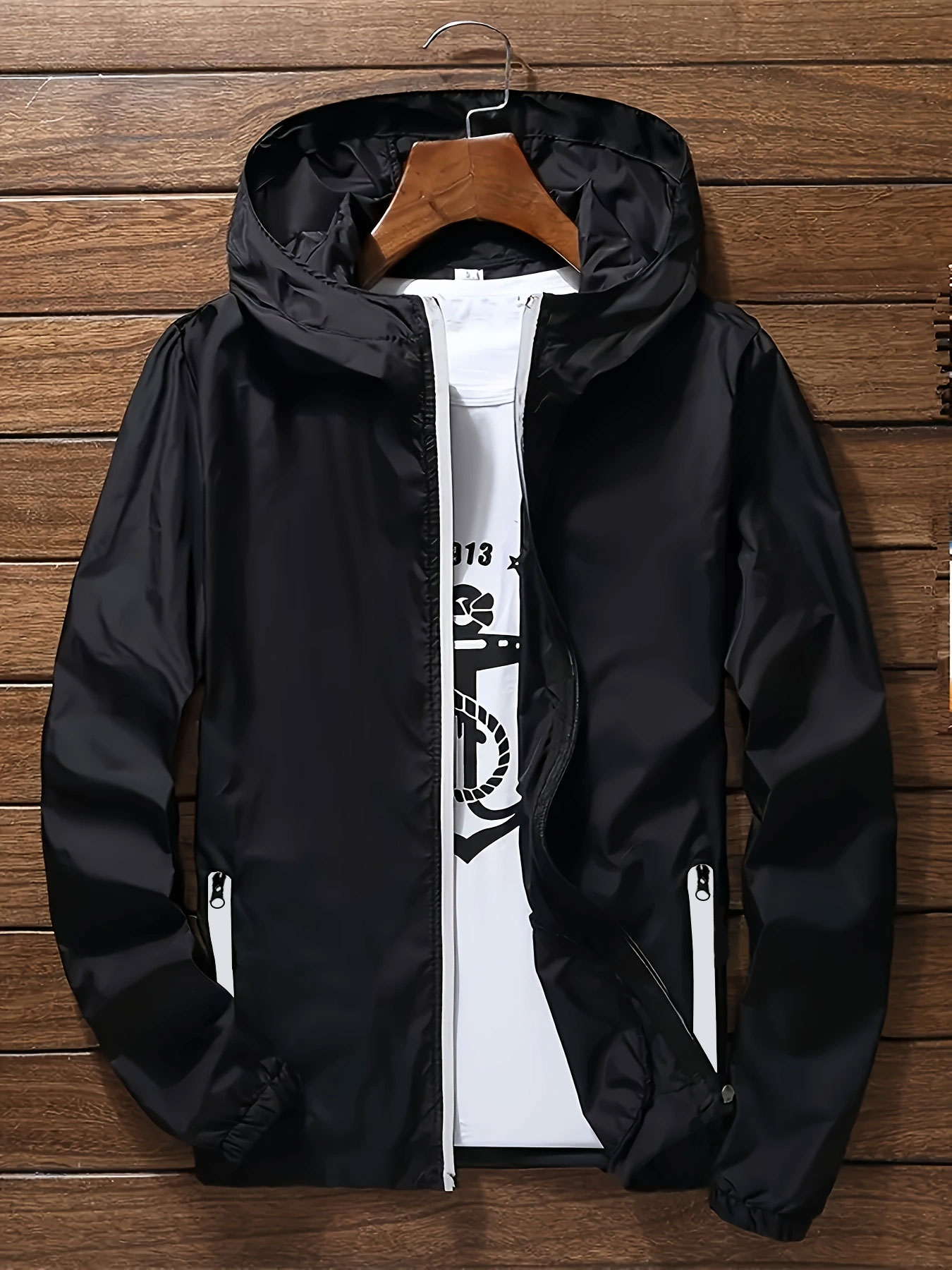Jaqueta Corta-Vento Masculina  - Mens Fashion Zip Up avaliação e preço
