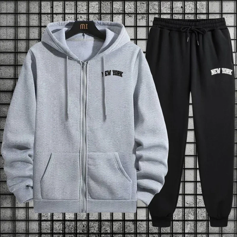 Conjunto de Moletom Masculino  - Mens Fashion Zip Up avaliação e preço