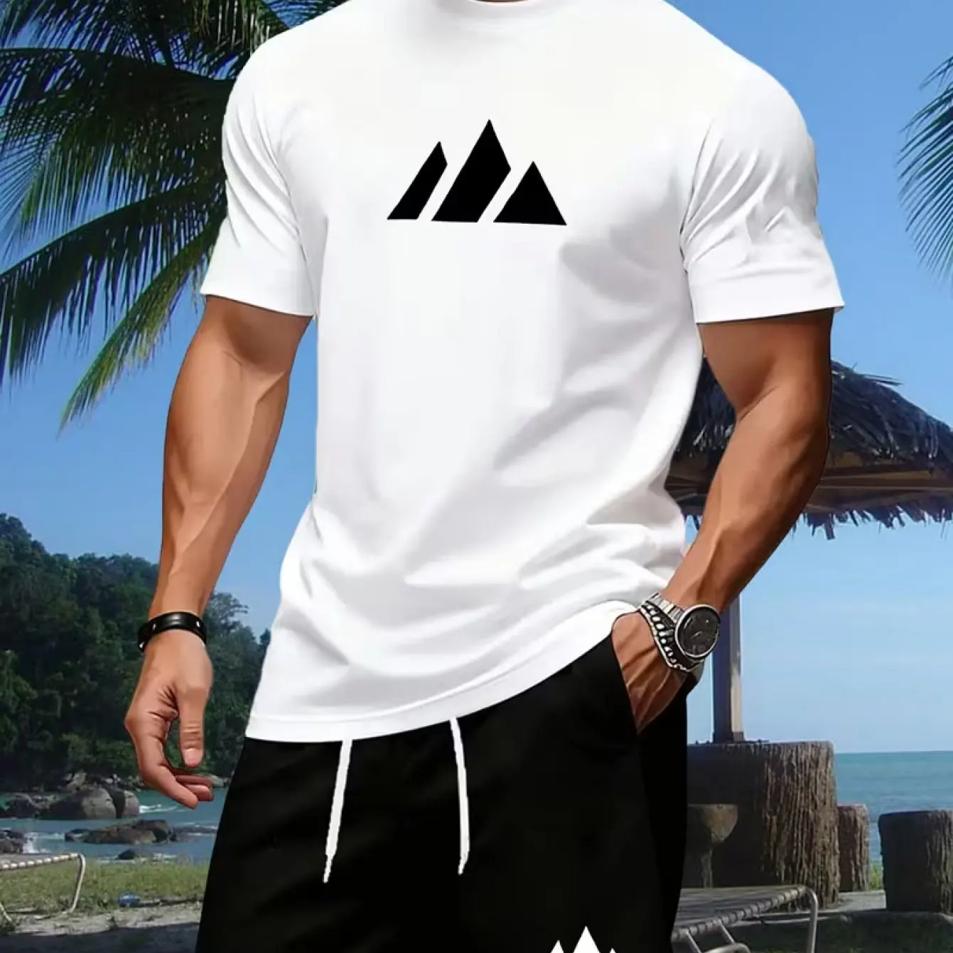 Camiseta Estampada Casual de M - Mens Fashion Streetwear avaliação e preço